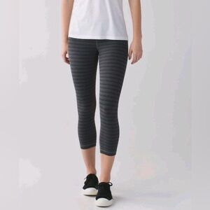 Lululemon Wunder Under Crop II Textured Stripe Slate Deep Coal